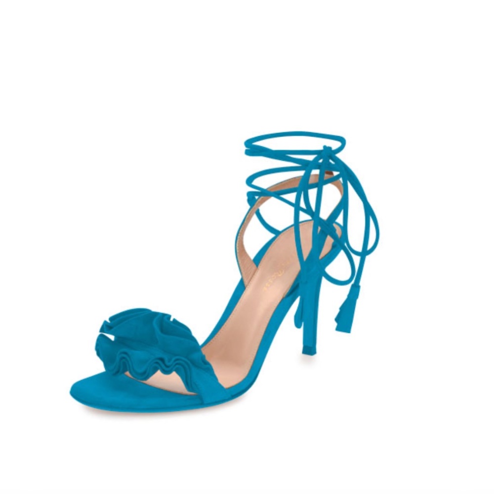 Gianvito Rossi - Ruffled Suede Lace-Up Sandal